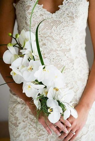 Single Stem White Orchid Bridesmaids Bouquet